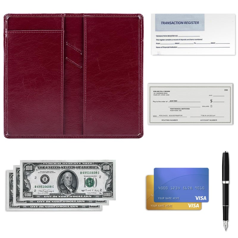 Aurya Leather Checkbook Covers for Personal Checkbook, Checkbook Holder with Free Vinyl Divider, Checkbook Cover for Duplicate Checks for Men and Women - Image 5